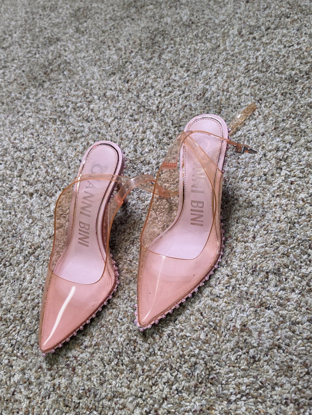 Gianni Bini Blush Pink Clear Slingback Pointed Heels